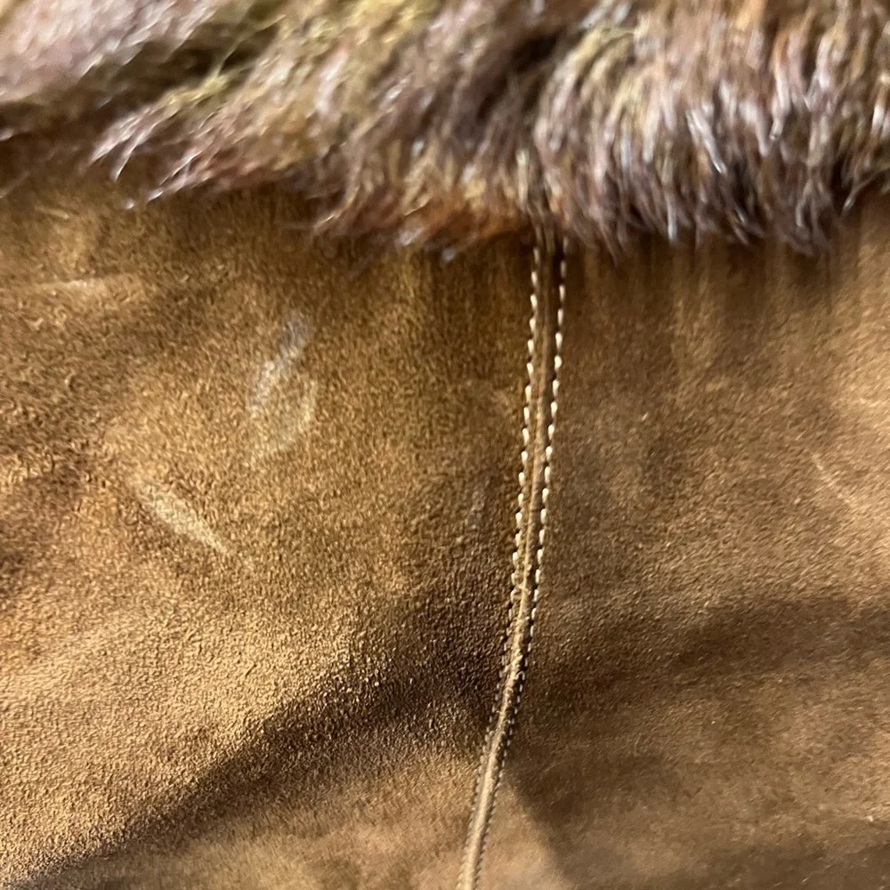 VTG Ralph Lauren Brown tall Suede and Fur boots size 7B Rare